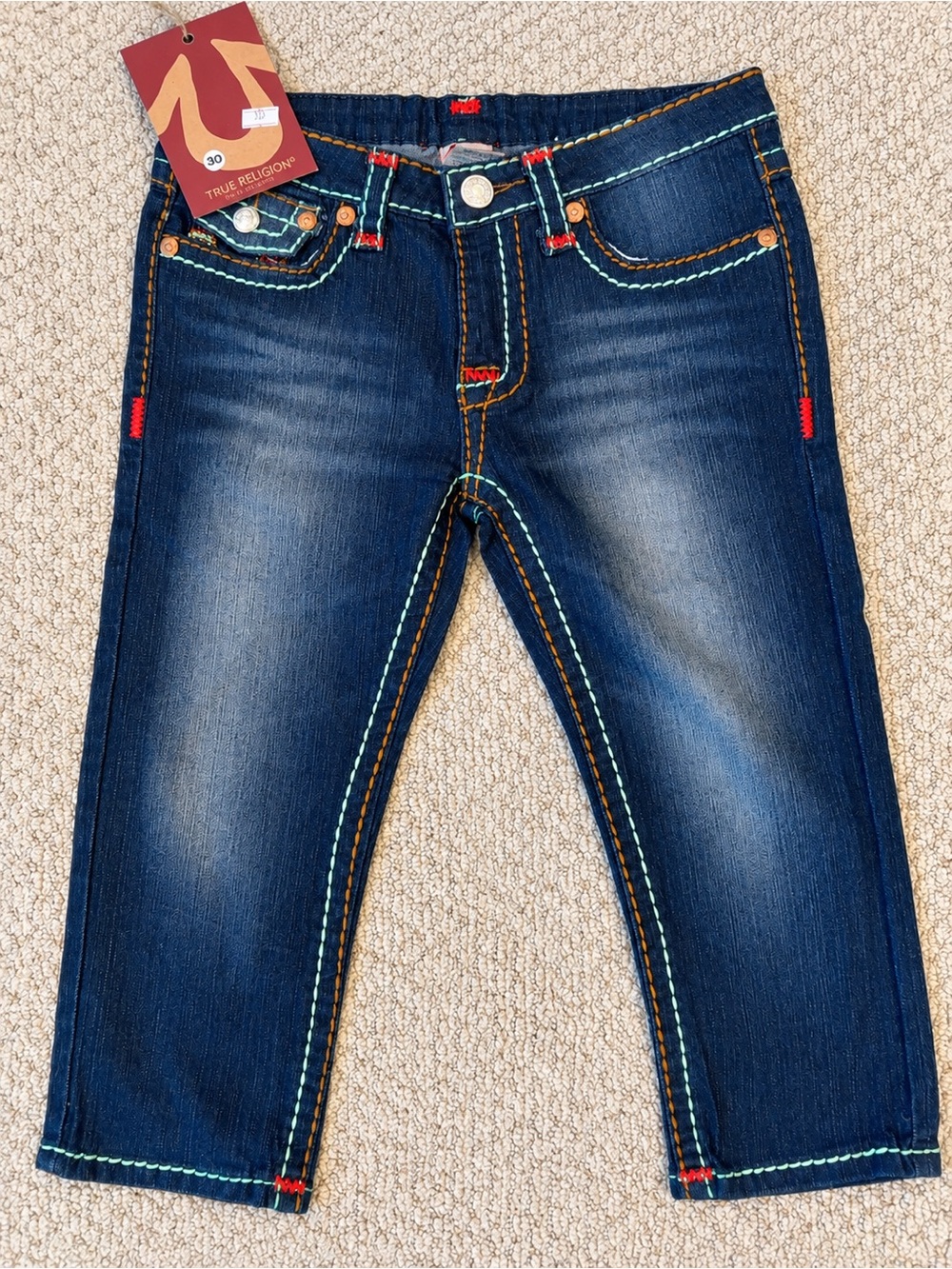 True Religion Joey Super T Capri Cropped Jeans Size 30 BNWT Made USA